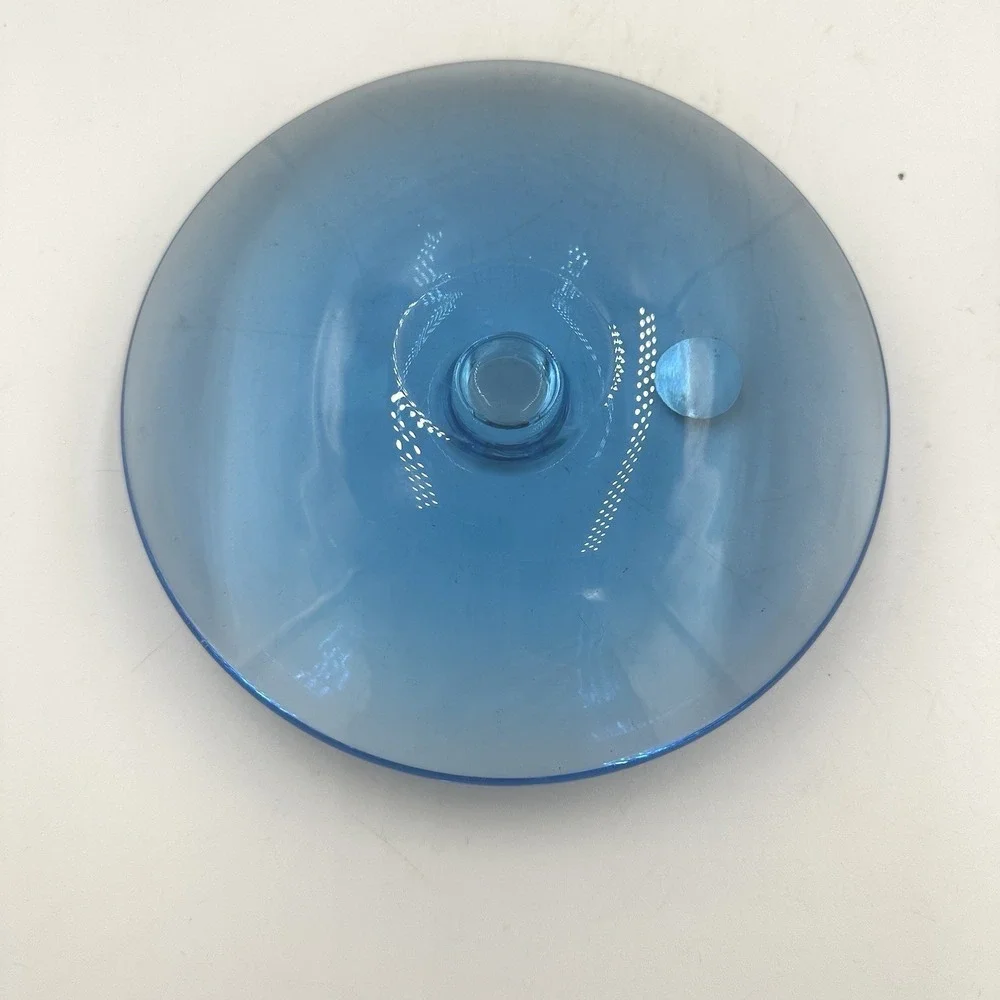Rare Royal Copenhagen Blue Crystal Taper Candle Holder Danish Modern‎ Art Glass